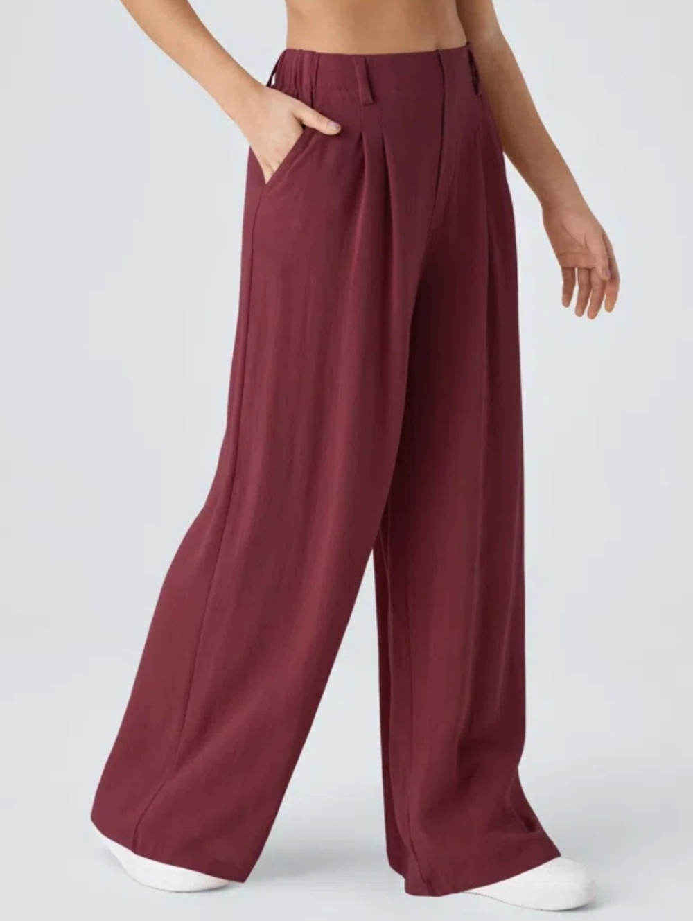 Halara Wide Leg Pull On Pants Small Petite Relaxed Stretch Business Casual